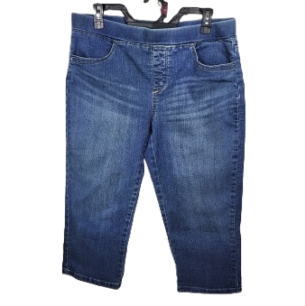 Lee Style Up Blue Stretch Denim Capri Jeans Sz 12 Petite